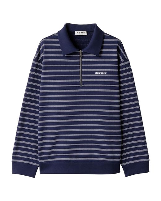 Miu Miu Blue Stripe Polo Shirt