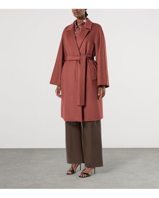 Marina Rinaldi Red Camel Wool Wrap Coat