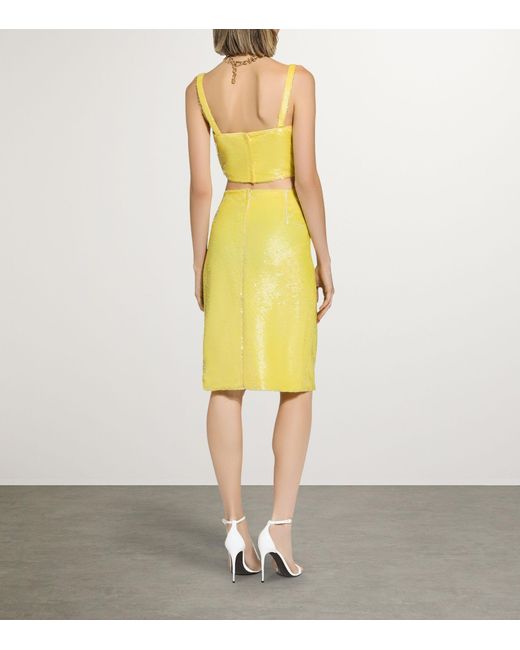 Dolce & Gabbana Yellow Sequinned Sleeveless Crop Top
