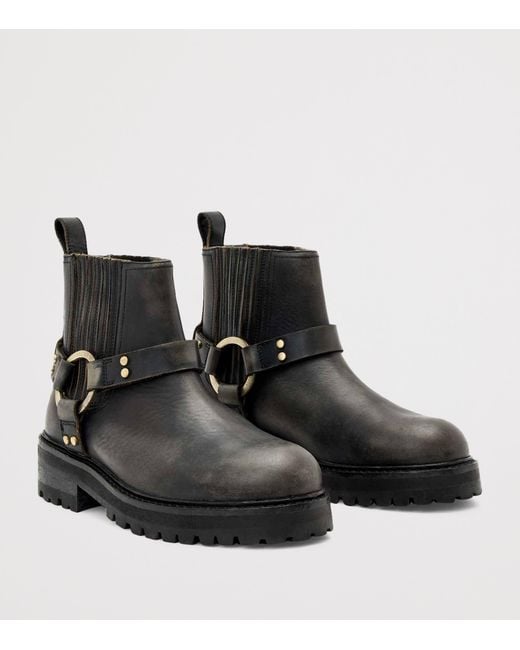 AllSaints Black Leather Maddie Biker Boots