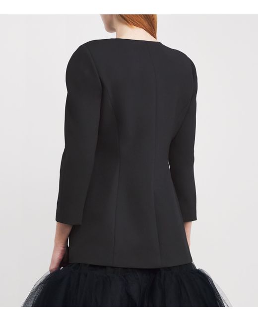 Carolina Herrera Black Wool-Blend Embellished Jacket