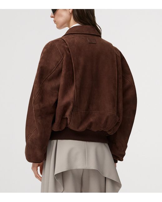 Loewe Brown Leather-Blend Bomber Jacket