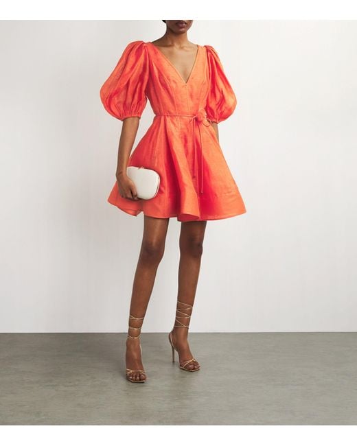 Zimmermann Pink Linen-silk Tranquility Flip Mini Dress