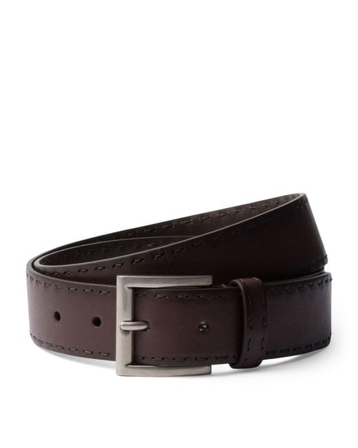Prada Black Leather Antiqued Belt for men