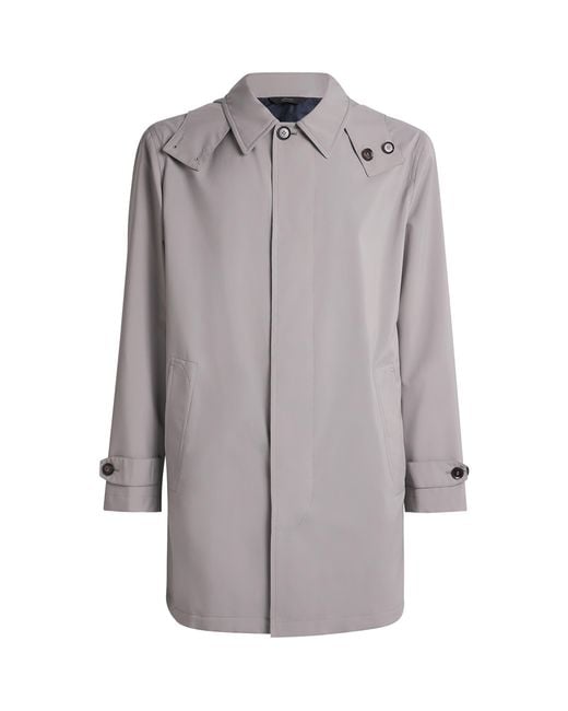Brioni Gray Water-Repellent Performa Raincoat for men