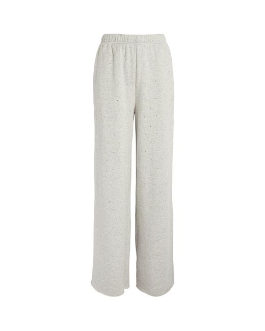 GOOD AMERICAN Gray Crystal-embellished Wide-leg Sweatpants