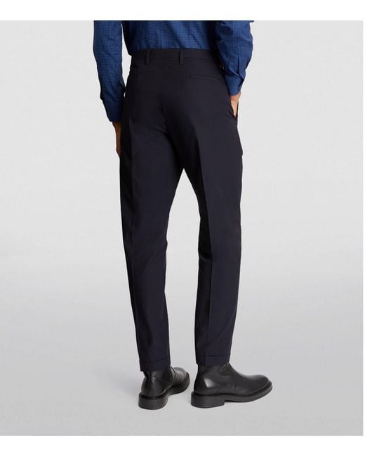Paul Smith Blue Stretch-cotton Turn-up Chinos for men