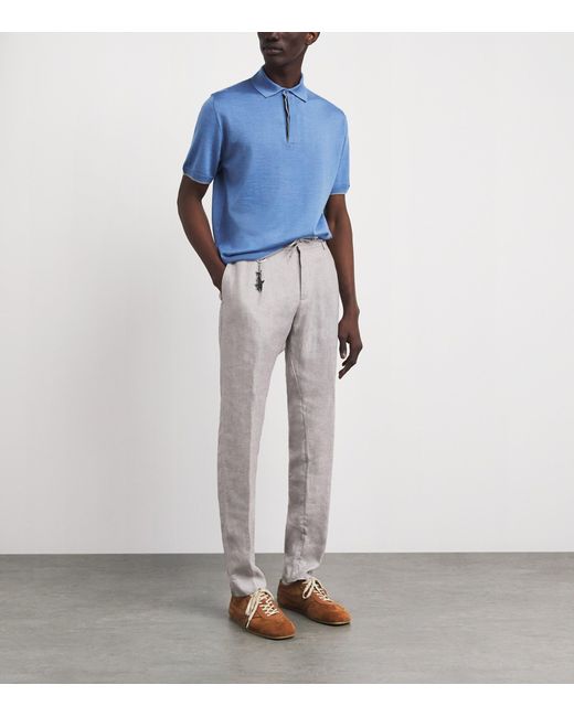 Paul & Shark Gray Linen Chino Trousers for men