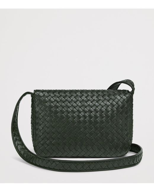 Bottega Veneta Black Leather Intrecciato Veneto Messenger Bag for men