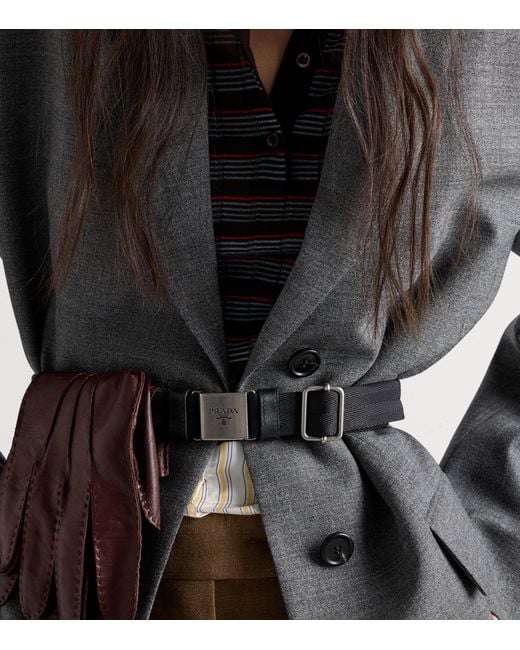 Prada Gray Single-Breasted Mélange Hopsack Blazer