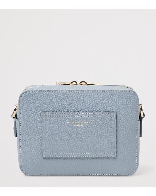 Aspinal Gray Leather Camera Crossbody Bag