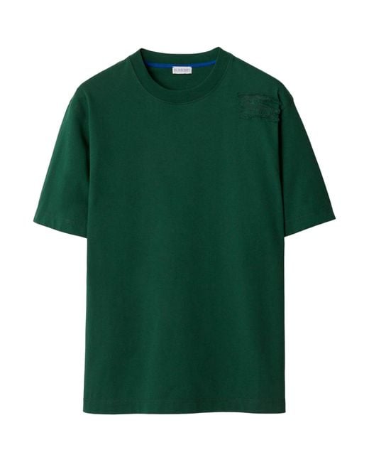 Burberry Green Cotton Embroidered-ekd T-shirt for men