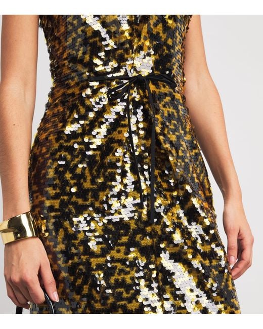 Staud Green Sequin Cece Maxi Dress