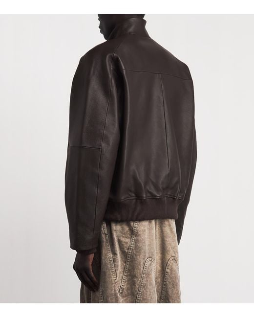 Won Hundred Black Leather Bomber Jacket for men