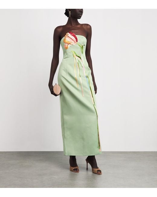 LEO LIN Green Floral Appliqué Marilyn Maxi Dress