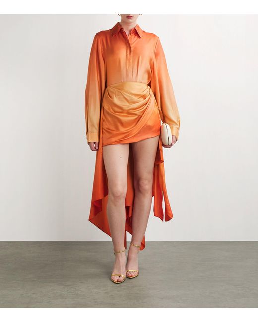 Zimmermann Orange Silk Tranquillity Scarf Shirt