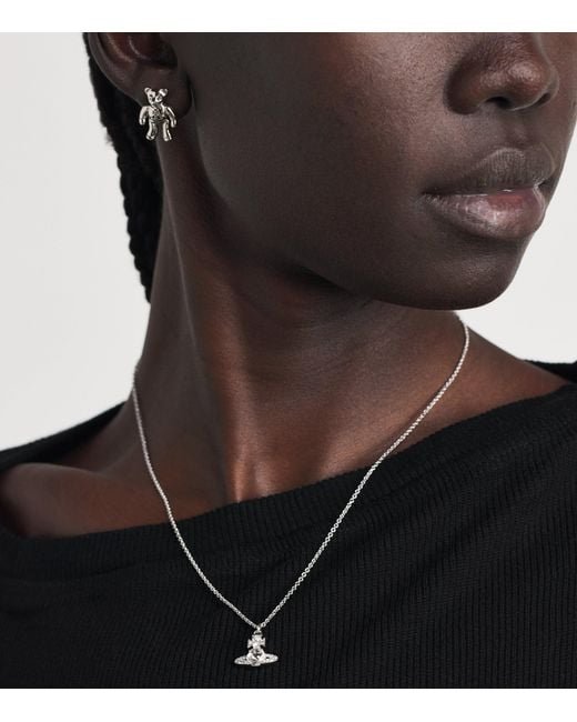 Vivienne Westwood Natural Diamante Heart Earrings
