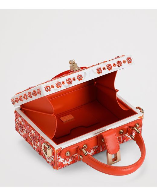 Dolce & Gabbana Red Resin Dolce Box Top-Handle Bag