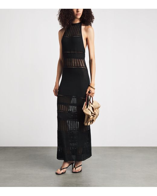 Away That Day Black Crochet Zanzibar Maxi Dress