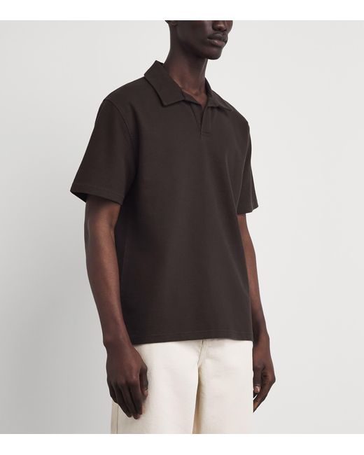 Wax London Black Organic Cotton Atwood Polo Shirt for men