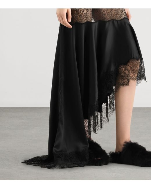 Dolce & Gabbana Black Silk-Blend Asymmetric Midi Dress