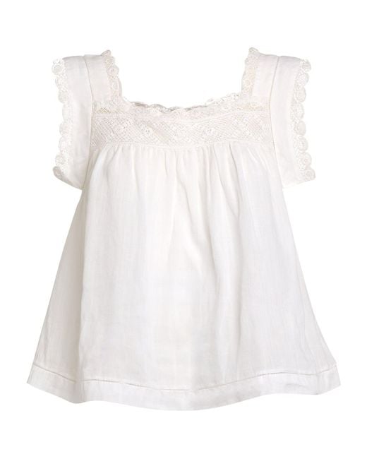 Doen White Dôen Ramie Aphra Blouse