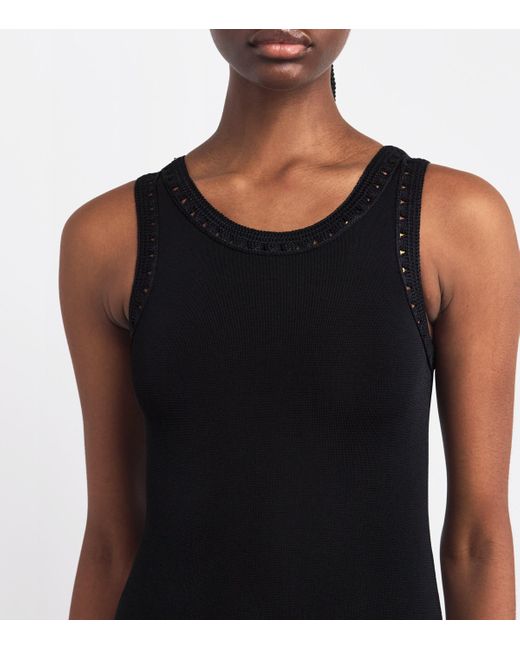 Sandro Black Fringed Bodycon Midi Dress