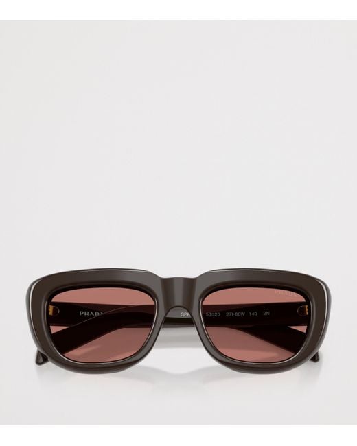 Prada Brown Pr D07S Rectangle Sunglasses
