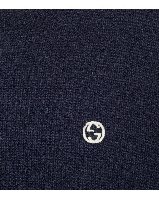 Gucci Blue Wool-cashmere Interlocking G Sweater