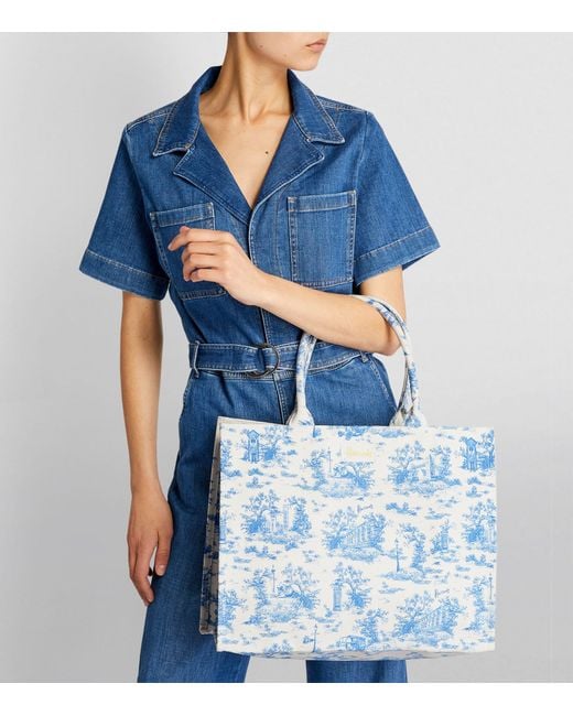 Harrods Blue Toile Grocery Shopper Bag