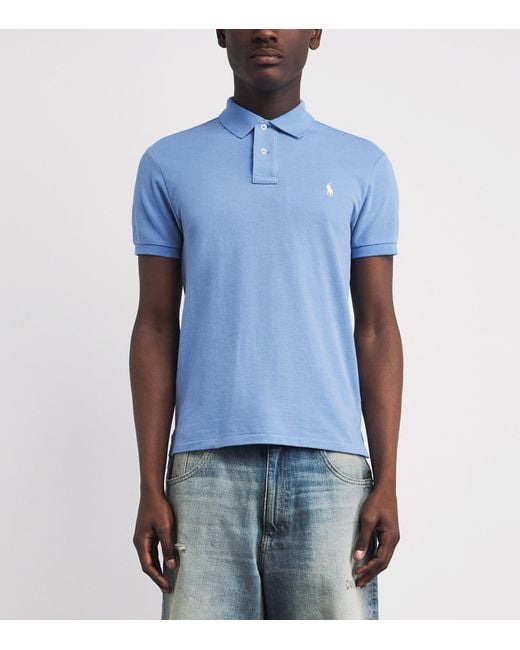 Polo Ralph Lauren Blue Cotton Mesh Pony Polo Shirt for men