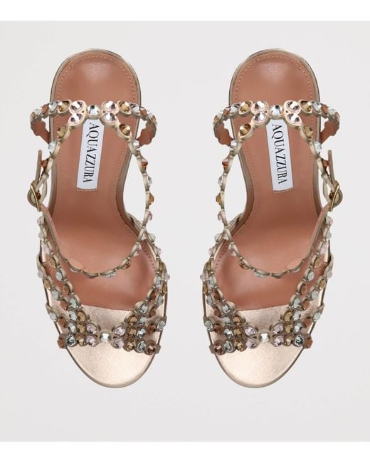 Aquazzura Metallic Leather Tequila Sandals 105