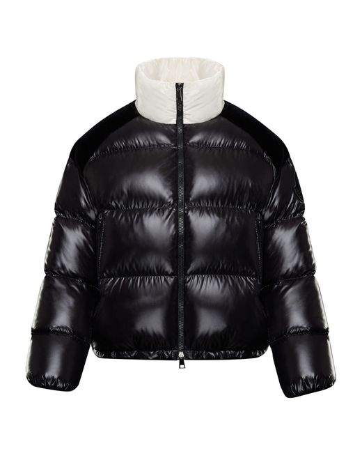 Moncler Chouelle Logo Lacque Down Puffer Coat in Black | Lyst Canada