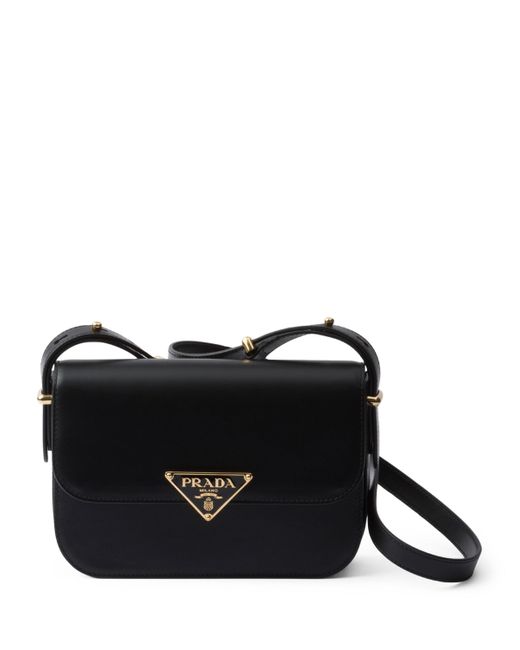 Prada Leather Embleme Shoulder Bag in Black Lyst UK
