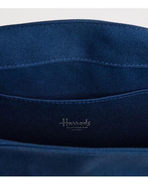 Harrods Blue Canvas Embroidered Tote Bag