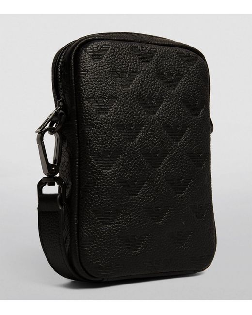 Emporio Armani Black Leather Logo Cross-body Bag for men