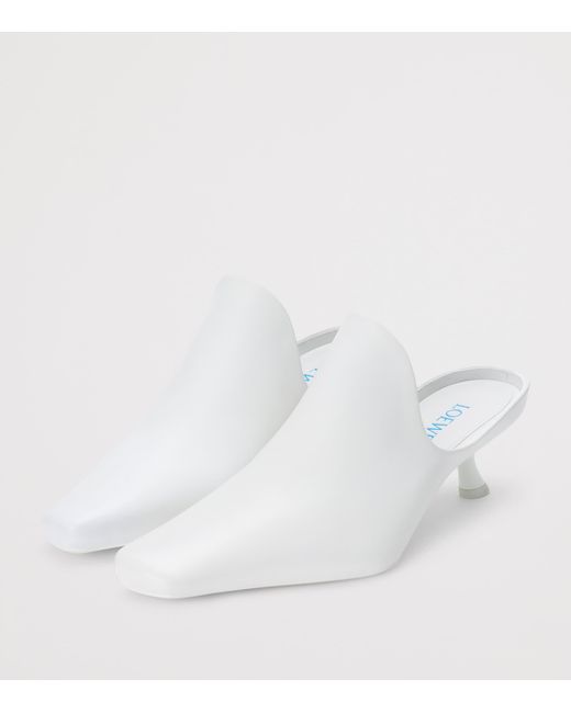 Loewe White Lambskin Emily Heeled Mules 45