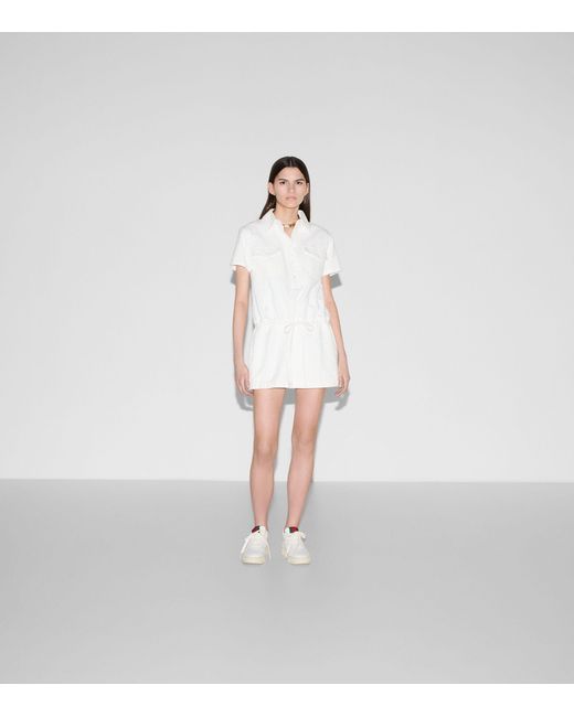 Gucci White Denim Jacquard Mini Dress