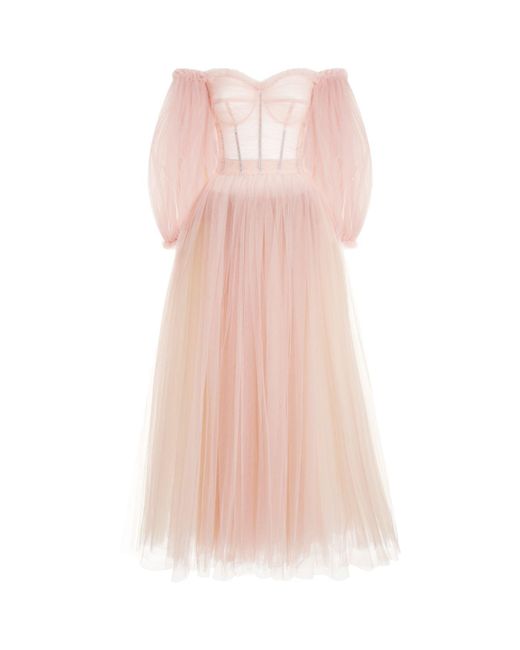 Dolce & Gabbana Pink Gathered Tulle Gown