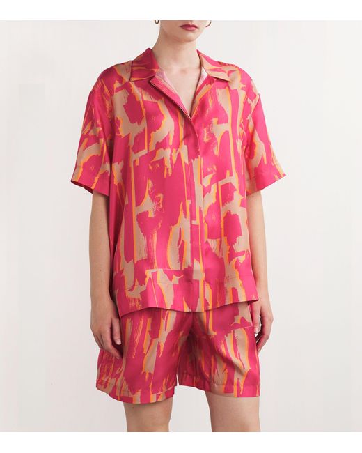 Asceno Pink Silk Montauk Pyjama Shirt
