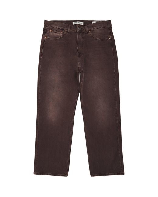 Our Legacy Brown Trompe-L'Oeil Third Cut Straight Jeans for men