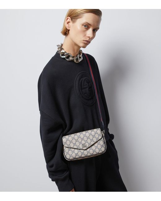Gucci Gray Mini Gg Supreme Ophidia Cross-body Bag