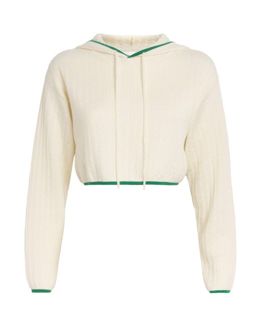 FRAME Natural Cashmere-Silk Cropped Hoodie