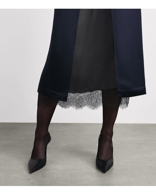 Anine Bing Black Silk-Blend Shelby Midi Skirt