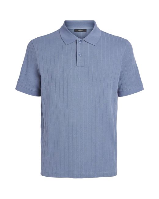 Vince Blue Pima Cotton Knit Polo Shirt for men