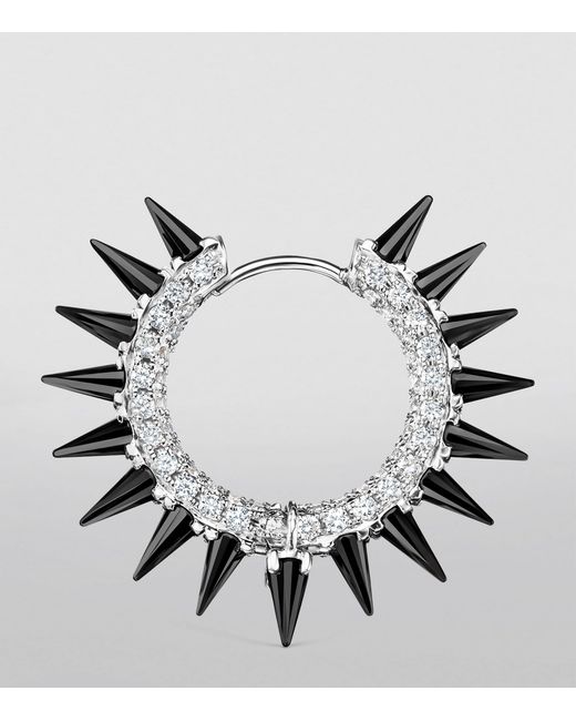 Maria Tash Black Moissanite Mohawk And Diamond Pavé Hoop Earring