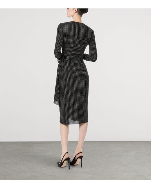 Tom Ford Black Silk Polka Dot Midi Dress