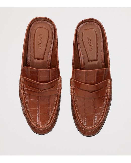 Jonathan Simkhai Brown Croc-Embossed Leather Dean Loafers for men