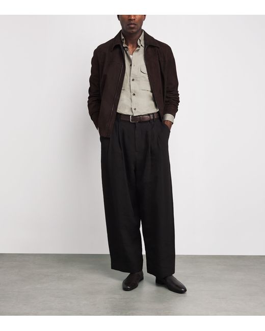 Brioni Gray Cotton-Linen Twin-Pocket Shirt for men