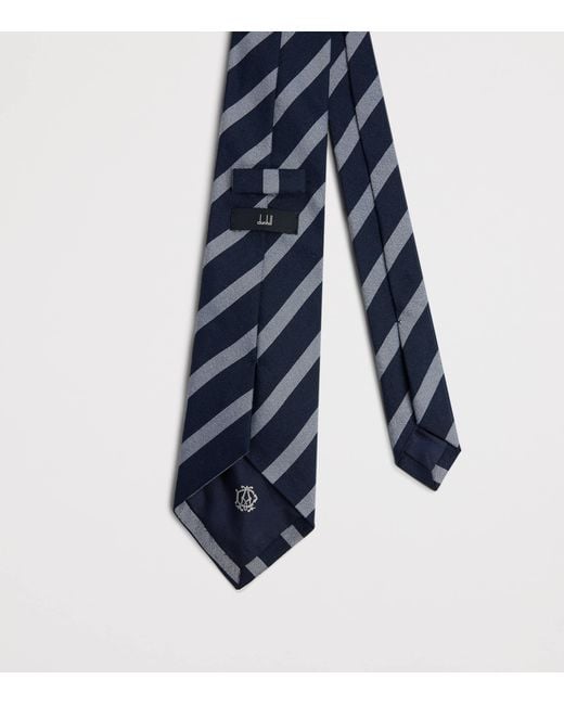 Dunhill Blue Wool-Mulberry Silk Stripe Tie for men